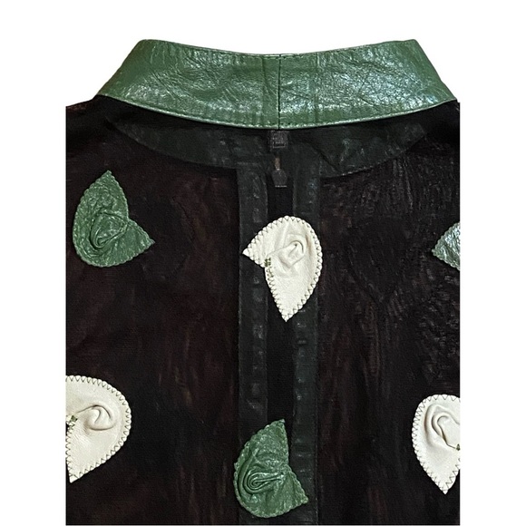 Unique Leather Studio Black Mesh With Leather Flowers Jacket - Picture 13 of 14